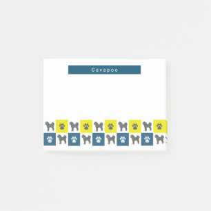 Post-it® Chien Cavapoo et cordes bleu et jaune paw