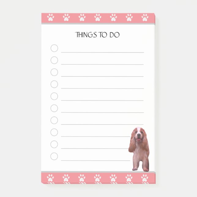 Post-it® Chien Cocker Spaniel avec des choses à faire sur m (Devant)
