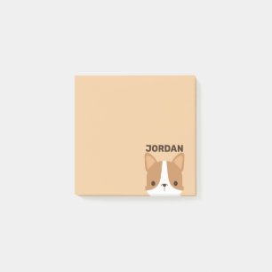 Post-it® Chien Corgi Mignon avec Nom Personnalisé