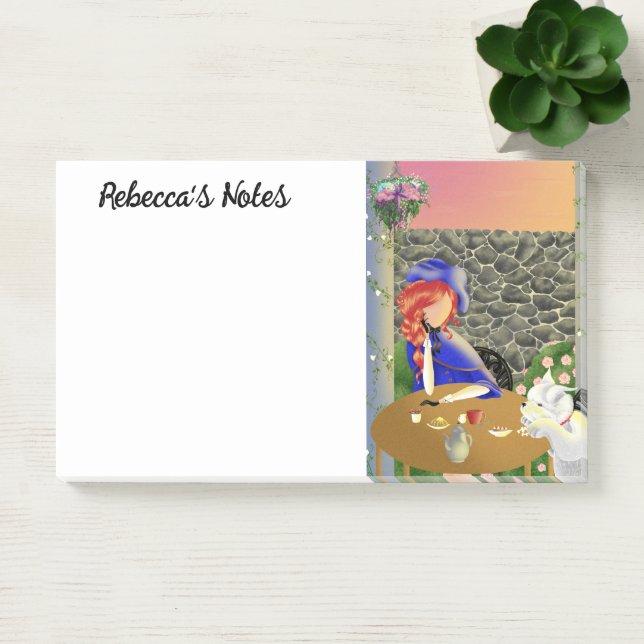 Post-it® Chien & Dame dans un Café au Coucher de Soleil Not (Bureau)