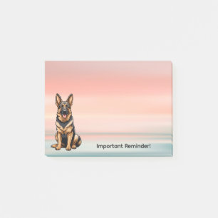 Post-it® Chien de berger allemand avec coucher de soleil
