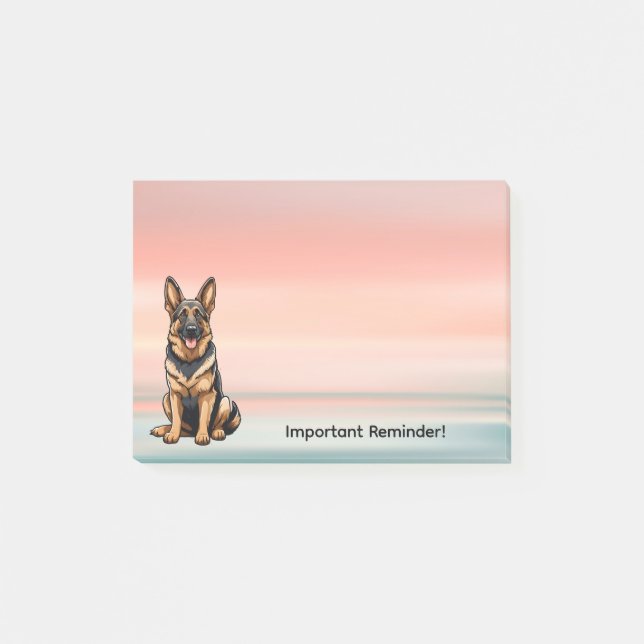 Post-it® Chien de berger allemand avec coucher de soleil (Devant)
