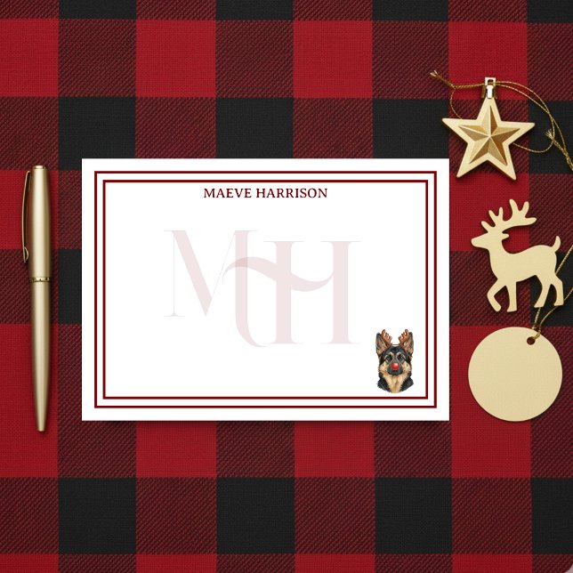 Post-it® Chien de berger allemand de Noël avec monogramme p (Gift custom holiday stationery to the dog lover in your life! )