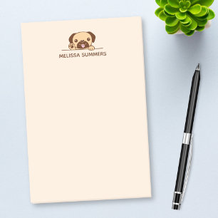 Post-it® Chien de Carlin joyeux qui regarde au-dessus de No