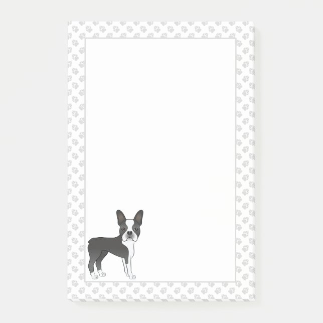 Post-it® Chien de dessin animé Boston Terrier noir et blanc (Devant)