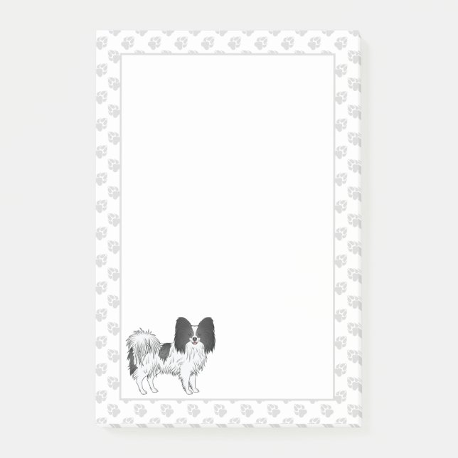 Post-it® Chien de dessin animé Papillon noir et blanc avec  (Devant)