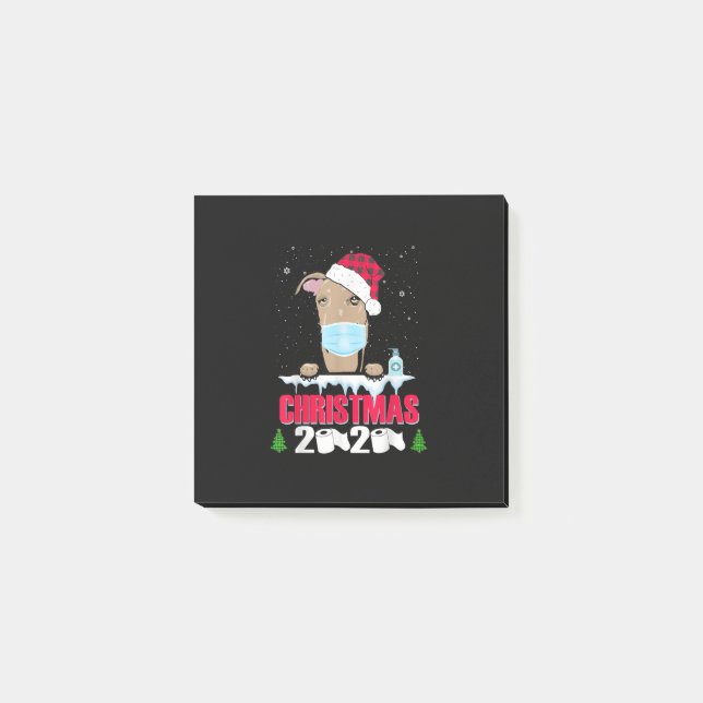 Post-it® Chien de Masque Visage Greyhound Joyeux Noël 2020  (Devant)