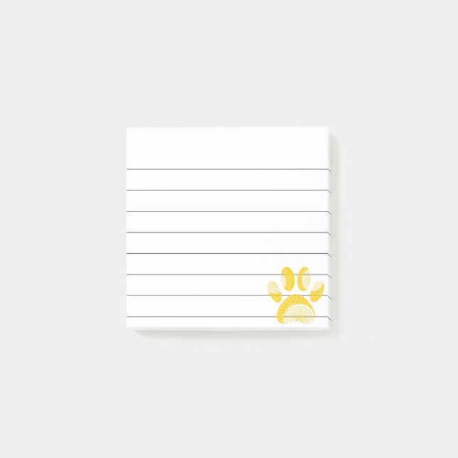 Post-it® Chien de tournesol jaune Empreinte de patte Lined  (Devant)