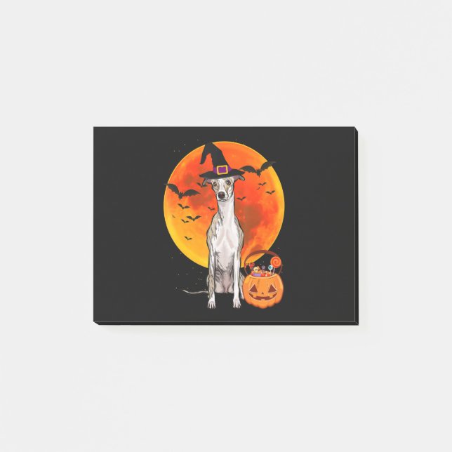 Post-it® Chien Halloween Whippet Jack O Lantern Pumpkin T-S (Devant)