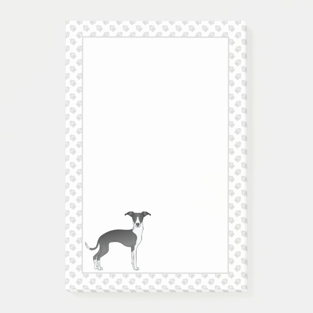 Post-it® Chien Lévrier Italien Noir Et Blanc Avec Des Patte (Devant)
