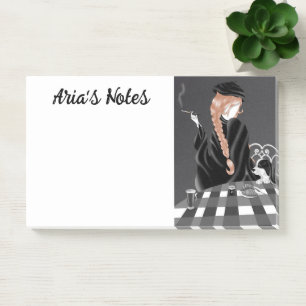 Post-it® Chien mignon & Fille au Café à Paris Notes