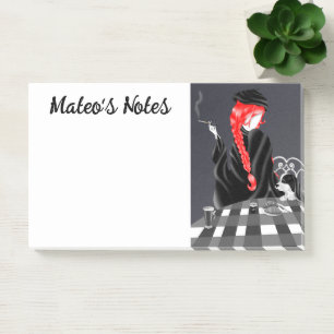 Post-it® Chien Mignon & Fille au Café à Paris Notes