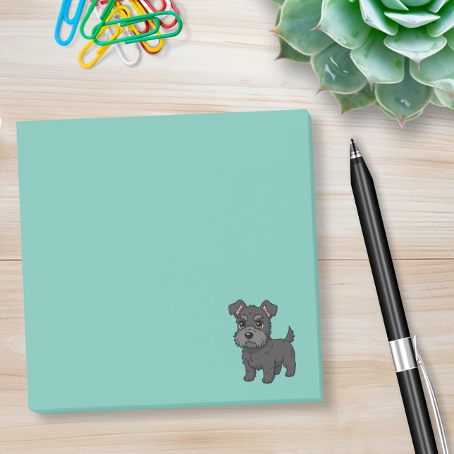 Post-it® Chien Noir Écossais Terrier Mignon Vert (Créateur téléchargé)