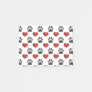 Post-it® Chien Paws Et Coeurs Rouges Peinture Motif