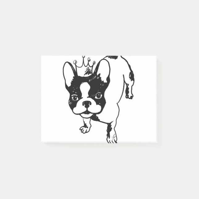 Post-it® Chien-taureau français avec couronne (Devant)