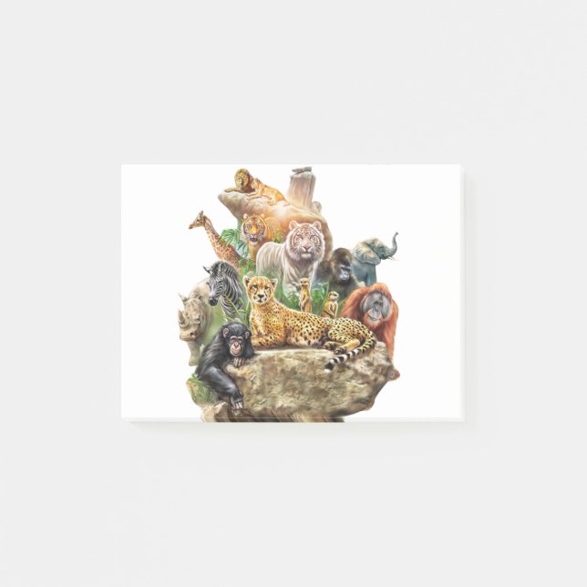 Post-it® Chien Tiger Lion Animaux de forêt de Lion réunion (Devant)