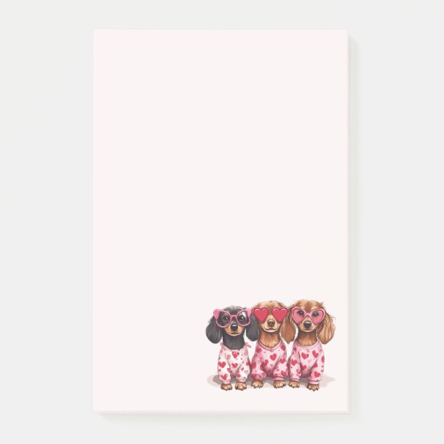 Post-it® Chiens dachshunds pour la Saint-Valentin (Devant)