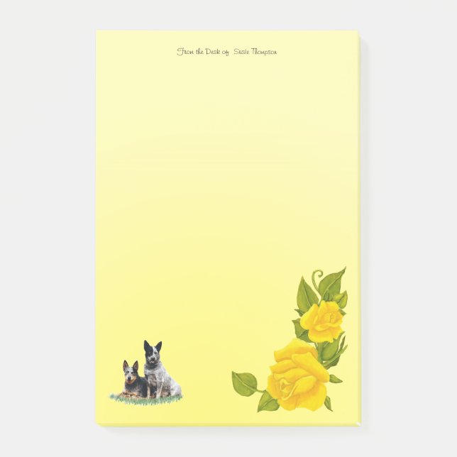 Post-it® Chiens de bétail et roses jaunes (50 notes (Devant)