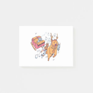 Post-it® Chiens de Noël et traîneau de chats