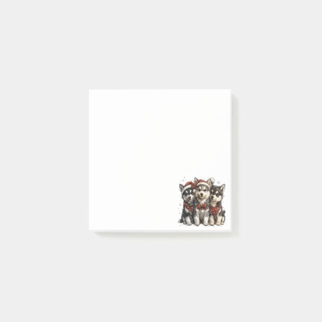 Post-it® Chiens Husky de Noël (Devant)