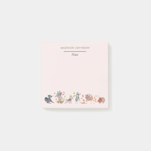 Post-it® Chiens mignons monogramme rose post-it notes