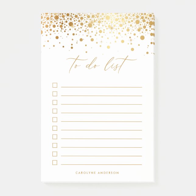 Post-it® Chiffres Confetti Faux Gold Chic Personnalisés (Devant)