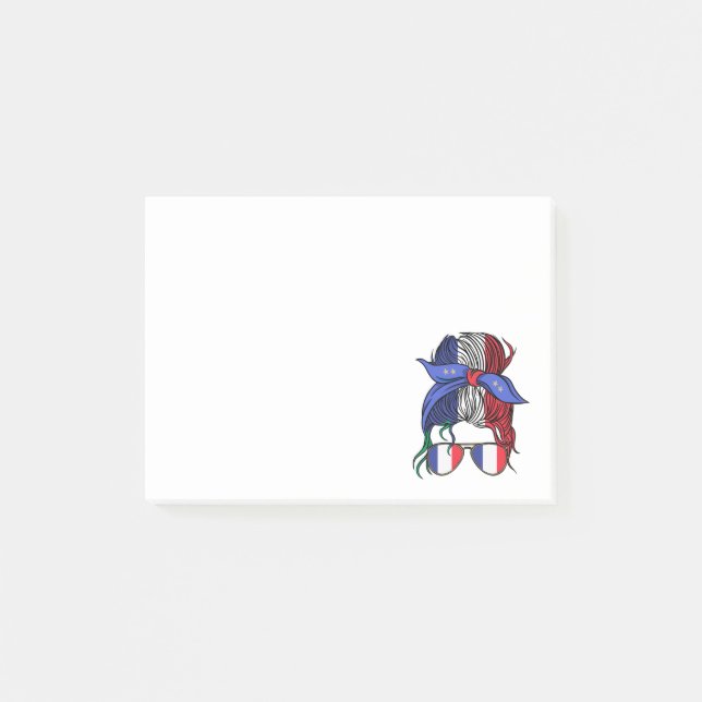 Post-it® Chignon décoiffé France avec drapeau français (Devant)