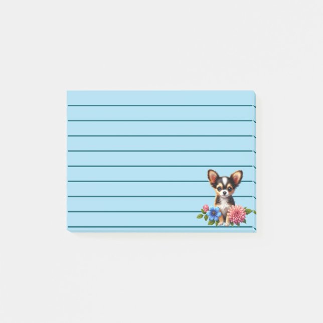 Post-it® Chihuahua Chiuppy avec fleurs décoratives (Devant)