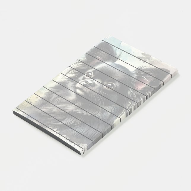 Post-it® Chihuahua noir à long haïre en aquarelle (Incliné)