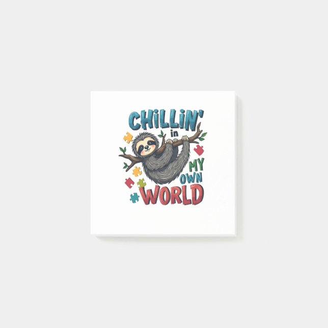 Post-it® Chilling dans mon monde Sensibilisation sur l'auti (Devant)