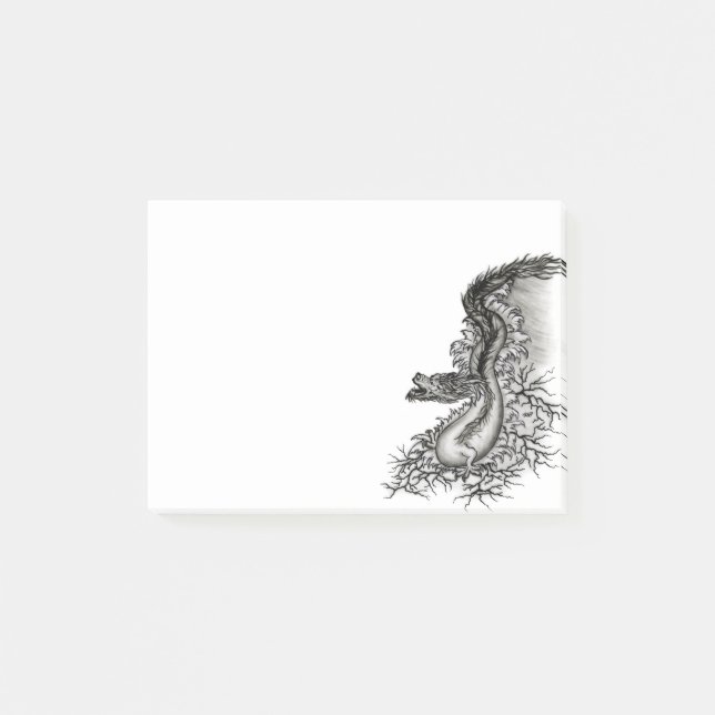Post-it® Chine Dragon, noir et blanc Design en Tattoostyl (Devant)