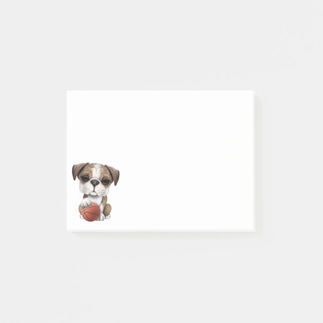 Post-it® Chiot britannique de bouledogue jouant avec le (Devant)