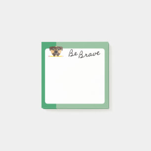 Post-it® Chiot Brun Mignon Sois Brave Au Crayon Vert