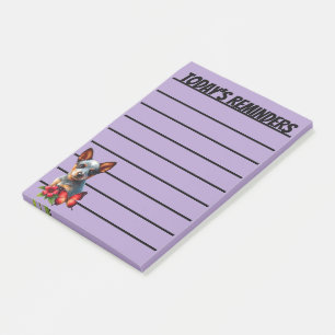 Post-it® Chiot de Heeler mignon avec Papillon et Fleur