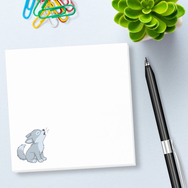 Post-it® Chiot loup hurlant de dessin animé mignon (Créateur téléchargé)