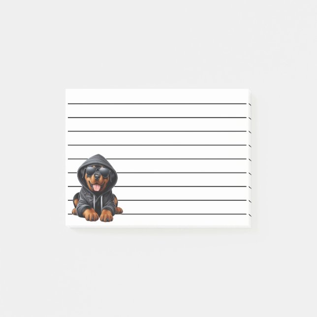 Post-it® Chiot Rottweiler en Sweatshirt à capuchon (Devant)