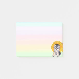 Post-it® Chiot Yorkshire Terrier & Tournesol sur Couleurs P