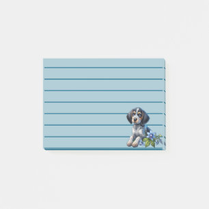 Post-it® Chiots Basset Hound à tiques bleues avec des fleur