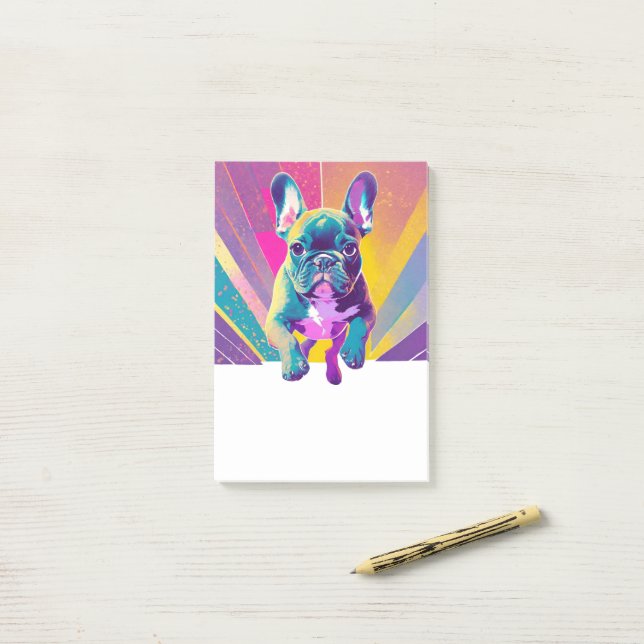 Post-it® Chiots Bouledogue Français  (Sur un bureau)