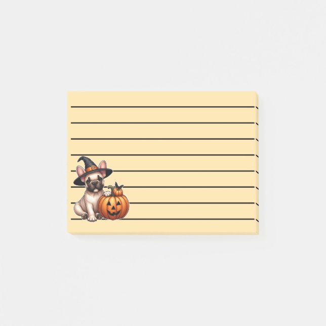 Post-it® Chiots Bouledogue Français en Chapeau de Sorcière  (Devant)