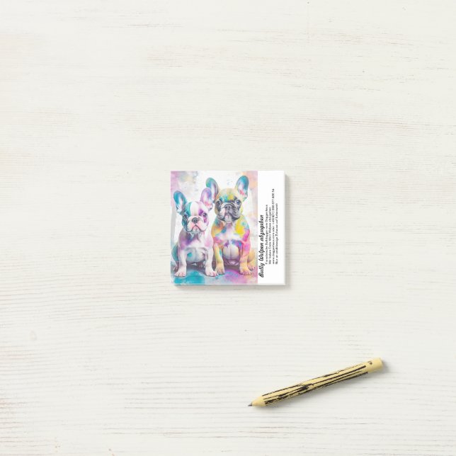 Post-it® Chiots bouledogues à vendre (Sur un bureau)