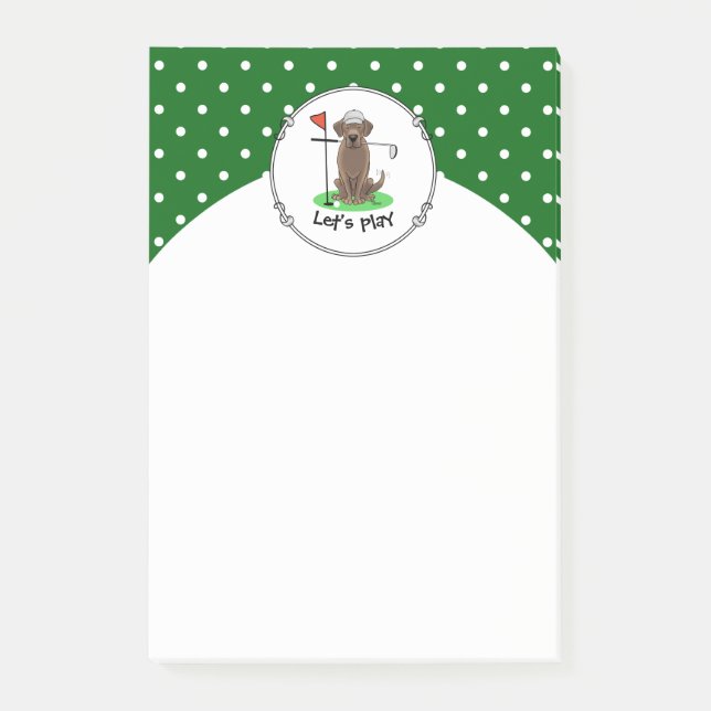 Post-it® Chocolat de golf Labrador Retriever Dog - mignonne (Devant)