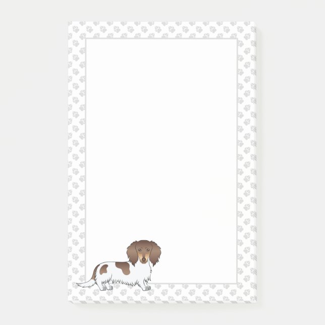 Post-it® Chocolat & Tan Piebald Cheveux longs Dachshund & P (Devant)