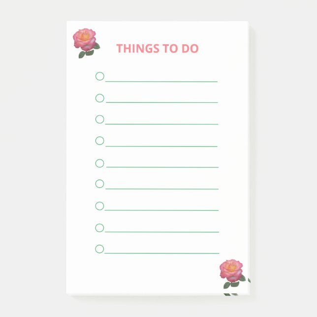Post-it® Choses à faire avec des roses roses (Devant)