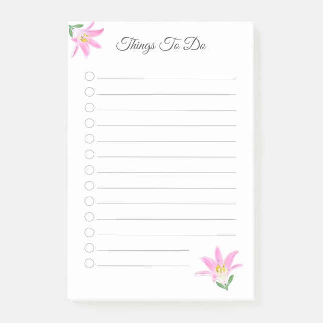 Post-it® Choses à faire avec la fleur d'Amaryllis rose (Devant)