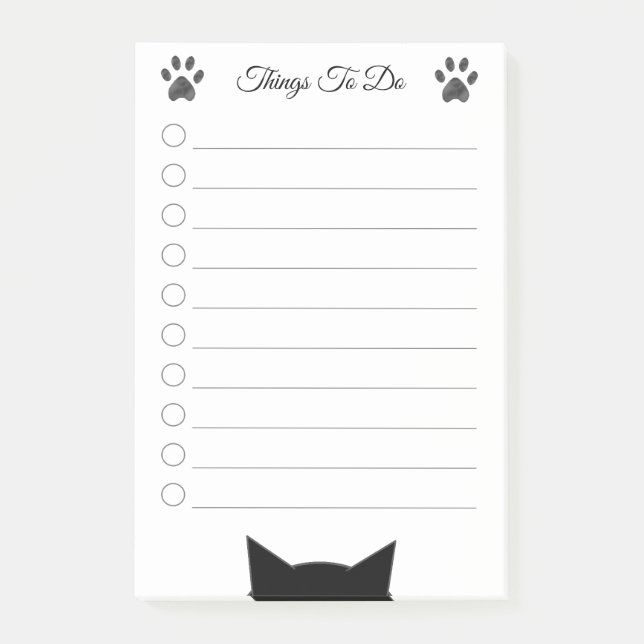 Post-it® Choses à faire avec tête et pattes de chat (Devant)