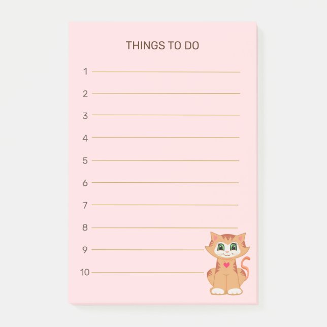 Post-it® Choses à faire & chat tabby (Devant)