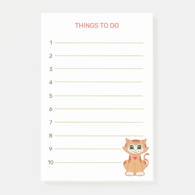 Post-it® Choses à Faire & Chat Tabby Ginger (Devant)
