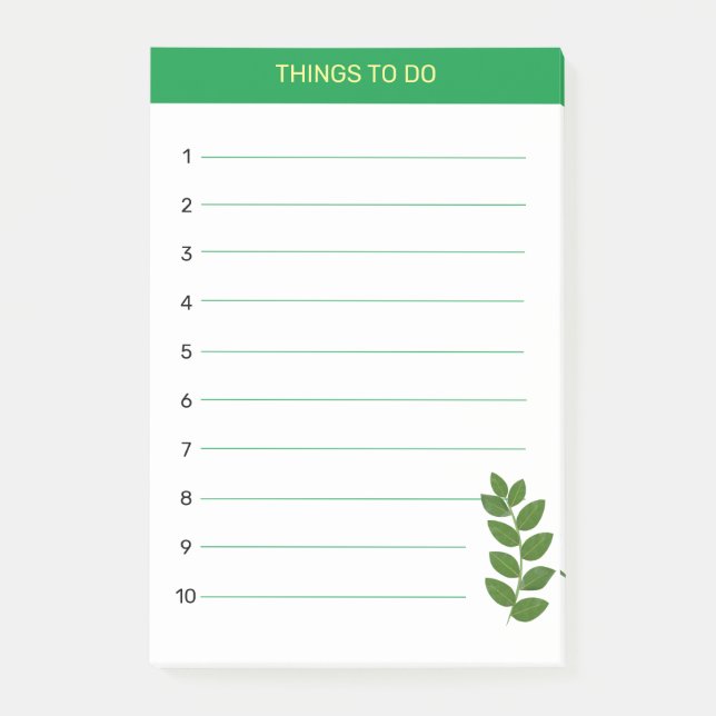 Post-it® Choses à faire et feuilles vertes (Devant)