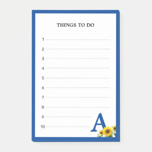 Post-it® Choses à faire Monogramme Bleu Royal & Tournesols